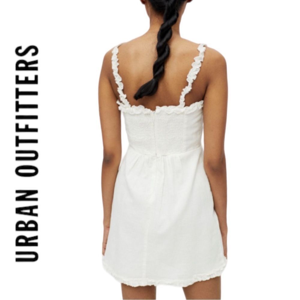 NEW Urban Outfitters UO Robin Lace-Up White Mini Dress L XL - Picture 4 of 5